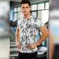 Sports Shirts Geometric Print T-shirt Breathable Casual Quick Dry Running Tees Half Sleeves High Elastic Top Men Clothing Summer