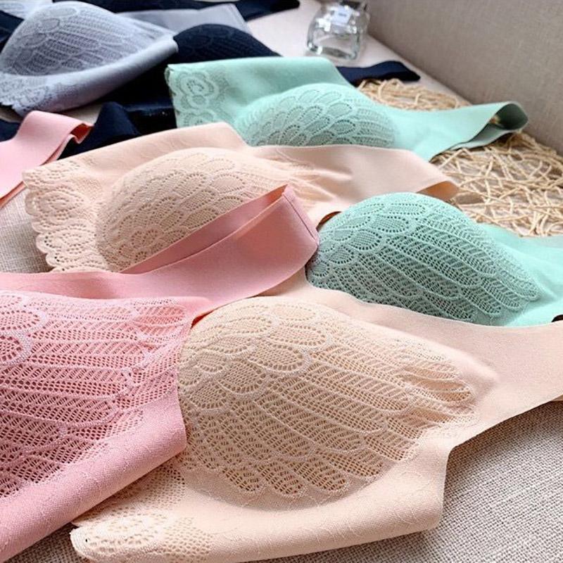 Thai Latex Anti-mite No Steel Ring No Traces Collection Side Milk Gathered Beauty Vest Vest Lace Skin-friendly Soft Bra