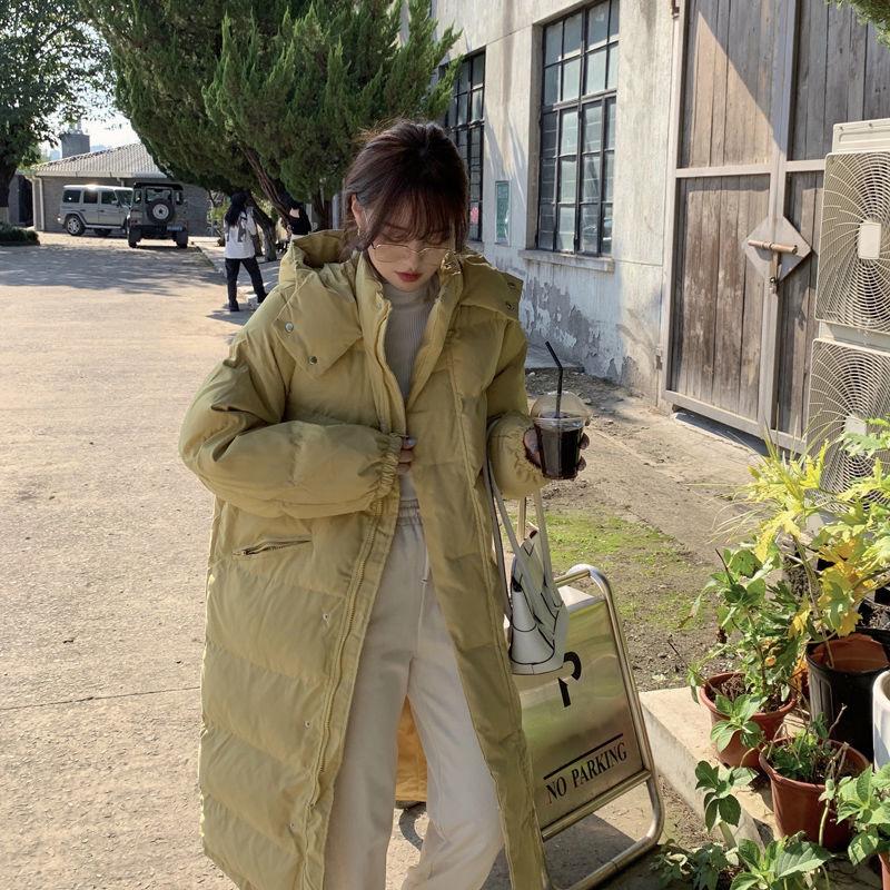 Women's Mid-length Cotton-padded Jacket Winter Korean Style Loose Thick Knee-length Hooded Hong Kong Style Cotton-padded Jacket Ins Tide