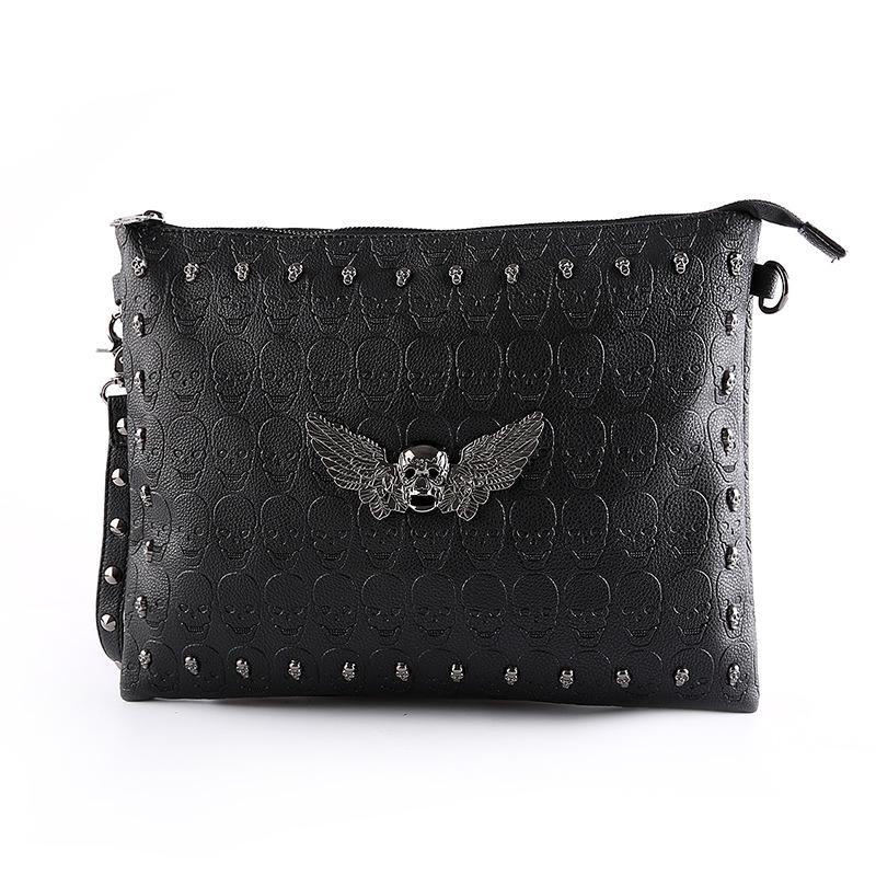 Business briefcase men black rivet anti-theft shoulder Crossbody bags mobile phone package ipad bag