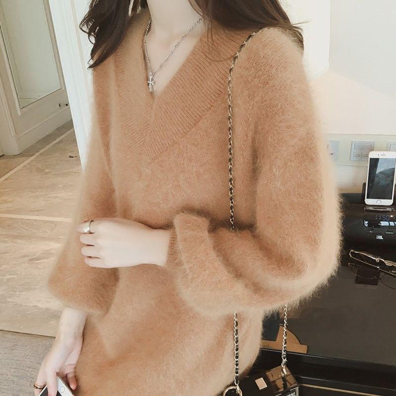 Women Winter Fashion Turtleneck Sweater Solid Color Loose Pullover Sweater Long Sleeve Tops