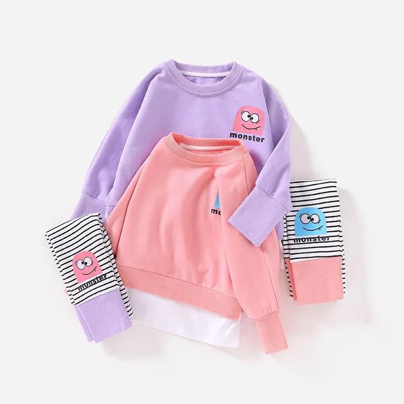 Girls' Suits Children Spring and Autumn Korean Version Cartoon Suits All-match Comfortable and Leisure Two-piece Suits