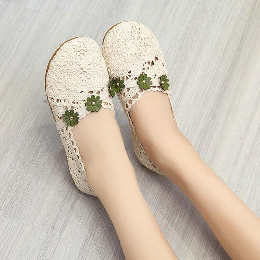 Forest Series Small Flowers Simple Low-top Mesh Shoes All-match College Style Casual Breathable Summer Sandals Literary Women's Shoes