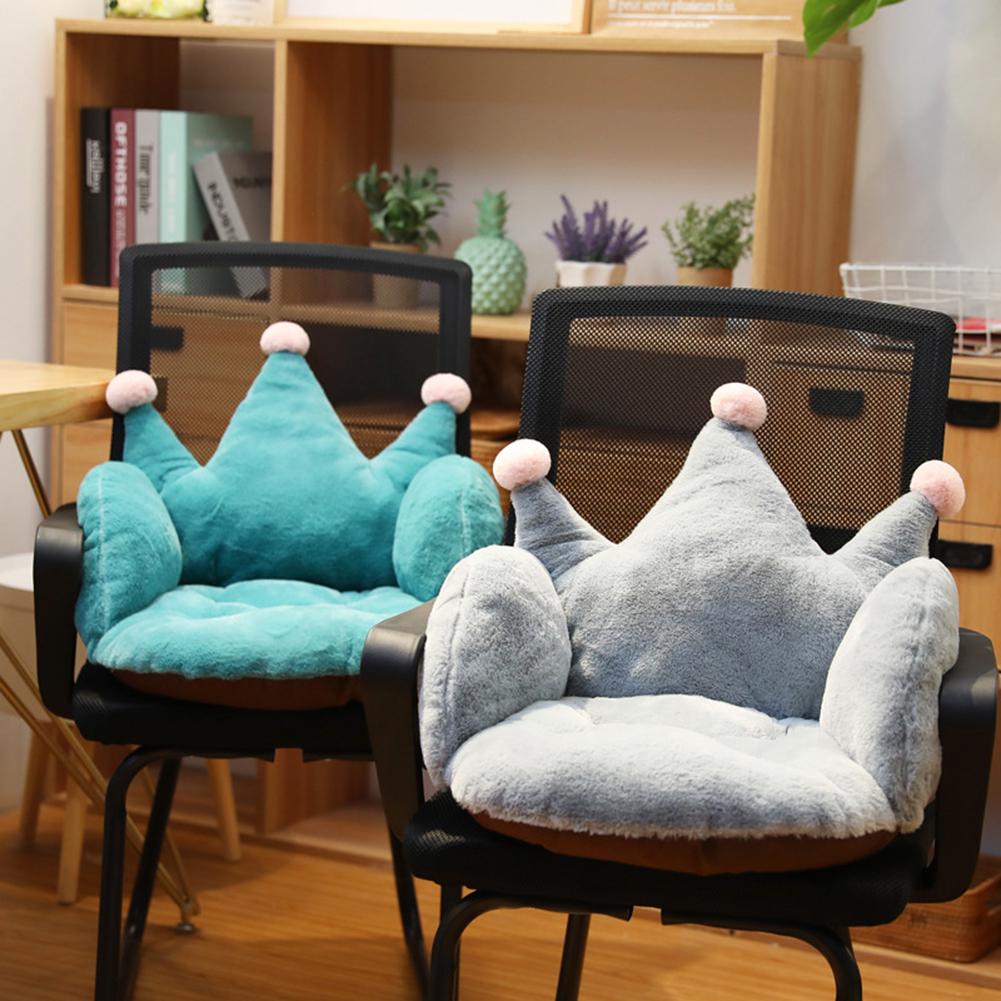 Plush Crown Seat Cushion Chair Pad Fur for Home Office