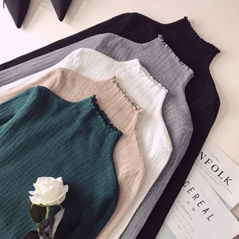 Pofulove Winter Women Solid Knitted Sweater Pullovers O-Neck Casual Ladies Long Sleeve Jumper Tops