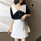 Summer Women Large Size High Waist Irregular Skirt Pleated Skirt Anti-light Out Mini A-line Skirt