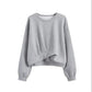Blue Irregular Sweatshirts Women's Spring and Autumn Round Neck Pullover Short Top Design Sense