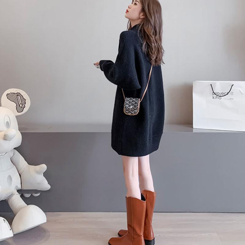 Autumn Winter High Neck Pullover Mid-length Sweater Jacket Women Korean Version Loose Outer Wear Winter Thick Sweater
