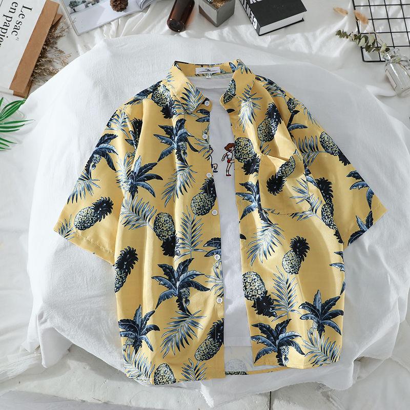 Summer Short-sleeved Shirt Retro Loose Seaside Holiday Flower Shirt Beach Couple
