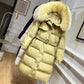Real Fox Fur Collar Down Jacket Women Winter Thick Warm long Hooded Down Coat