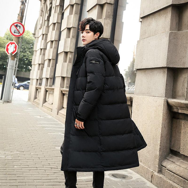 Fashion Hooded Long Men's Down Jacket Autumn and Winter Plus Down Thick Warm White Duck Down Couple Down Jacket