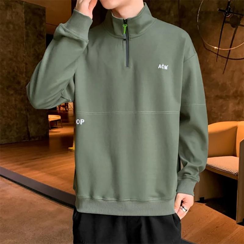 Half Zipper Sweater Men's Pullover Stand-up Collar Autumn and Winter Casual Sportswear Korean Style Trendy Sweater