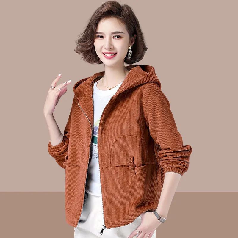 Women's Corduroy Jacket Spring and Autumn 2021 Loose Large Size Short Jacket Jacket Casual Sweater Women