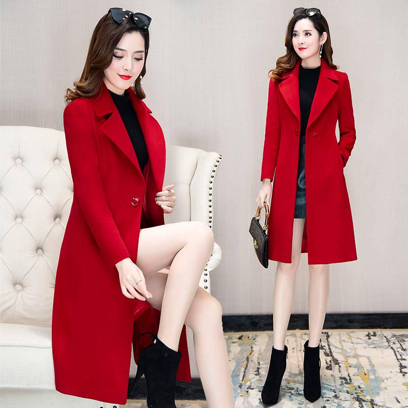 Women Overcoat Autumn Winter Coat Fashion Warm Woolen Blends Slim Female Elegant Woolen Coat