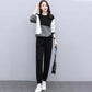 Women's Suits Are Loose Thin and Age-reducing Casual Two-piece Round Neck Long-sleeved Shirt + Casual Pants Warm and Comfortable
