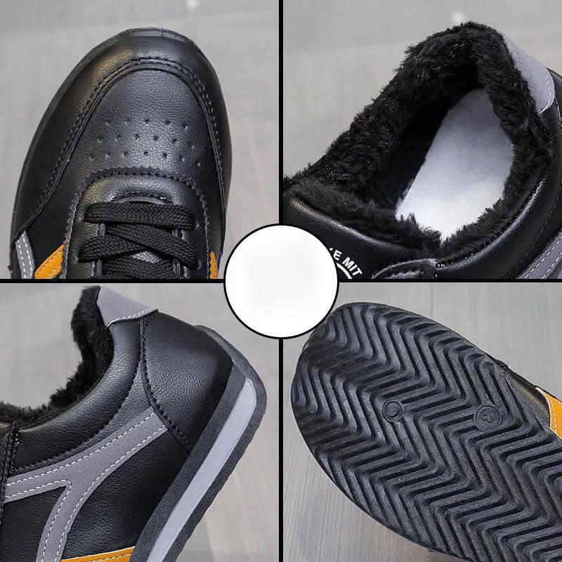 Warm Thick and Velvet Women's Winter All-match Shoes Leather Waterproof Thick-soled Non-slip Cotton Shoes