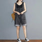 Wide-leg Denim Overalls on Both Sides Summer Female Students Loose Age-reducing Big Pocket Sling Jumpsuit Shorts Tide