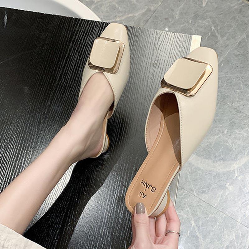 35-39 Summer Women All-match Shiny Slippers Outdoor Diamond High Heels Bohemian Beach Wear-resistant Non-slip Office Lady White Sandals