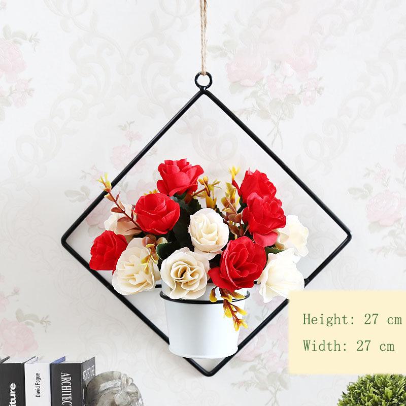 Pendant Simulation Floral Potted Plant Home Hanging Wall Hanging Decoration Artificial Flower Wall Plastic Flower Basket Living Room Wall Decoration