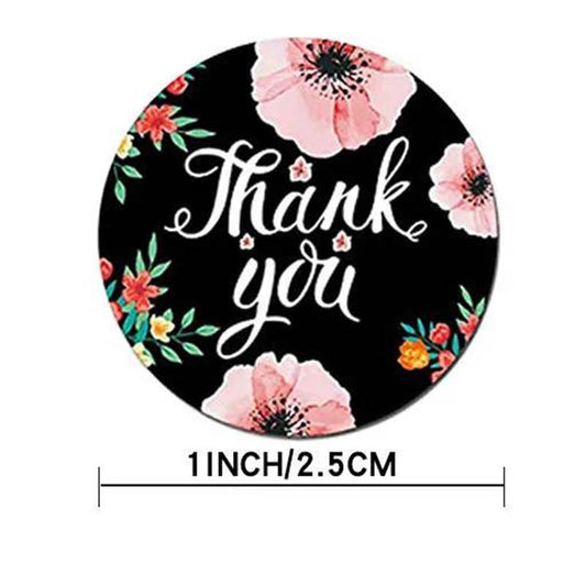 500 Pcs Round Flower Thank You Sticker Roll Sealing Sticker 8 Patterns Holiday Gift Decoration Stationery Sticker