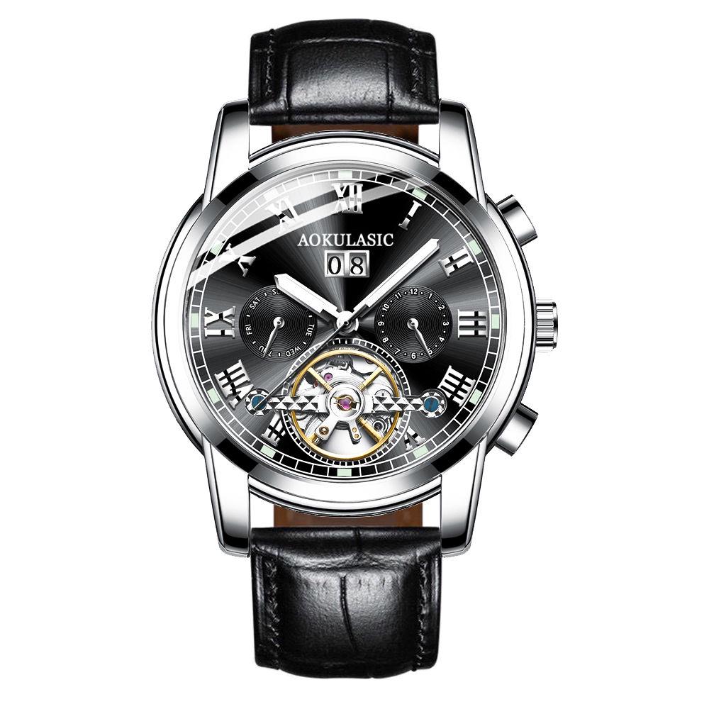 Business Watch Luxury Fashion Man Leather Waterproof Male Mechanical Wristwatch with Date Watches