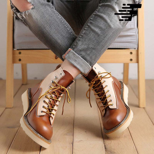 Handmade Leather Men's Martin Boots Retro Leather Shoes Tooling Martin Boots Large Size Outdoor Casual Snow Boots