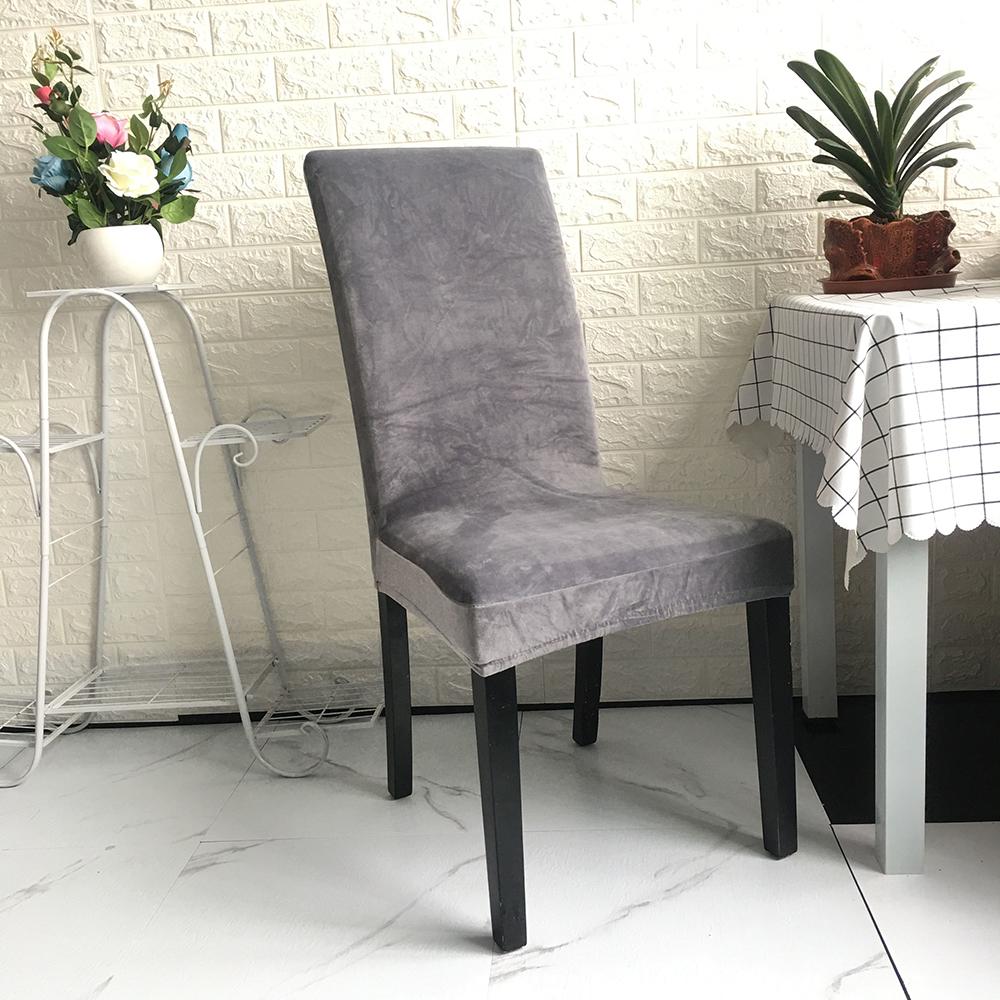 1/2/4/6pcs Solid Color Chair Cover Soft Fox Pile Fabric Chair Covers for Kitchen Dining Room Wedding Banquet Hotel