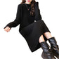 Autumn and Winter Round Neck Loose Dress All-match Knee-thick Knit Bottoming Skirt Solid Color Long Warm Sweater