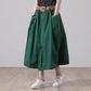 Woman Skirts Washed Cotton Skirt Female Summer High Waist Buttons A-line Skirts All-match Thin Calf-length Sashes Skirt
