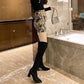 Over-the-knee Boots Women's Pointed Suede Boots Autumn and Winter High-heeled Thick-heel Stretch Stovepipe Boots