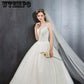 V-neck beautiful ball gown lace up backless formal bride dresses wedding dress