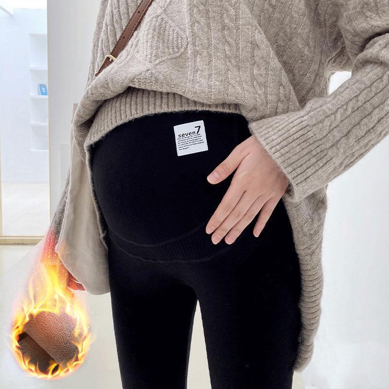 Pregnant Women's Pants In Winter Wear Thickened Plush Leggings Pregnant Women's Clothes Autumn and Winter Warm Cotton Pants Winter Clothes