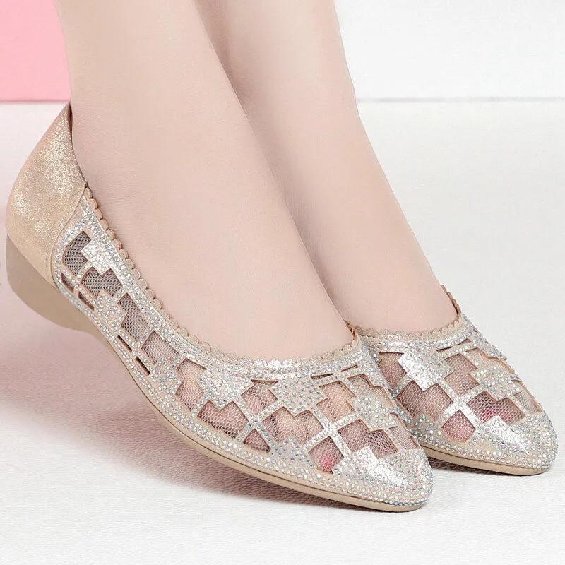 Sandals Women's Bag Skirt Flat Hollow Mesh Single Shoes Spring and Summer Low Heel Shoes Flat Shoes Black Casual Shoes