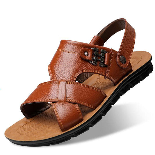 Slippers Men's Summer Beach Shoes Soft Sole Casual Massage Non-slip Leather Sandals Men's Shoes