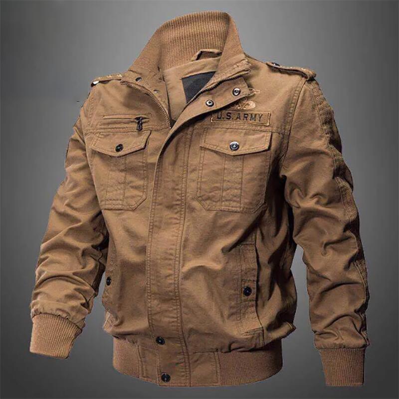 Men's Jacket Cotton Uniform Tooling Jacket Loose Large Size Cotton Jacket Plus Velvet Padded Jacket
