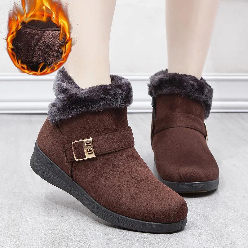 Women Snow Boots Winter Warm Thick Fur Boots Non Slip Flat Couple Boots Ankle Booties Woman Outdoor Footwear