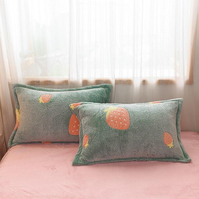 Snow Fleece Adult Pillowcase A Pair of Thickened Double-sided Fleece Dormitory Coral Fleece Pillowcase Bedding
