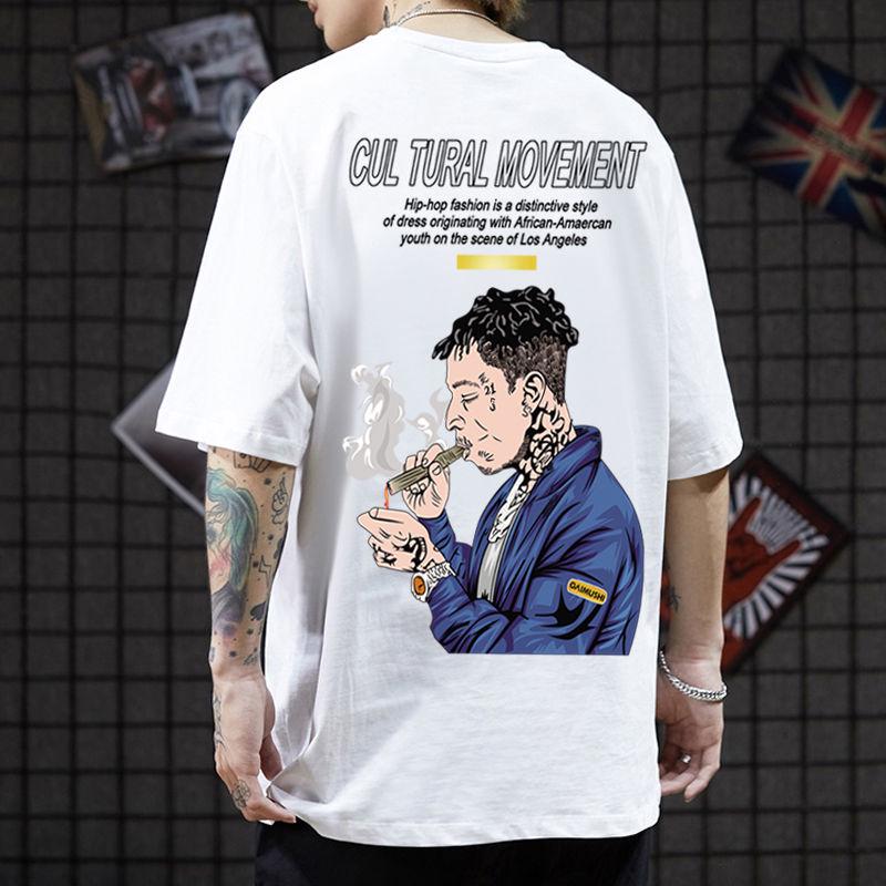 Short-sleeved T-shirt male half-sleeved T-shirt street personality clothing cotton plus size men