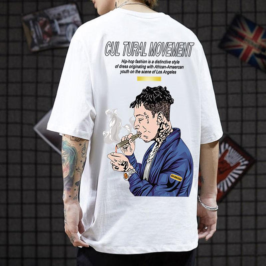 Half-sleeve T-shirt street personality clothing cotton large size men's short-sleeved T-shirt men