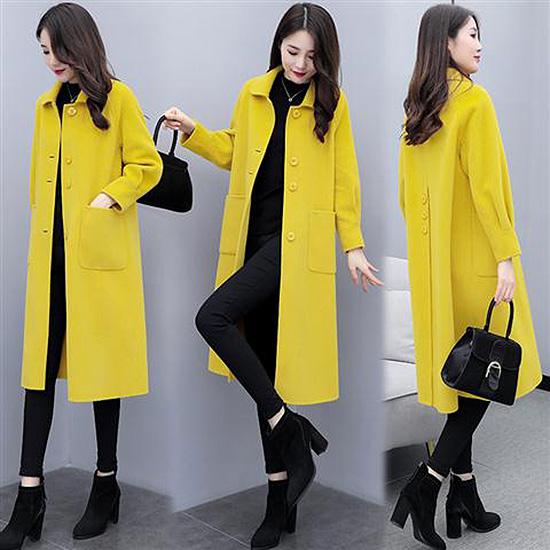 Women Coat Winter  Woollen Blends Coats  Autumn Winter Long Sleeve Casual Outwear Jackets Coat