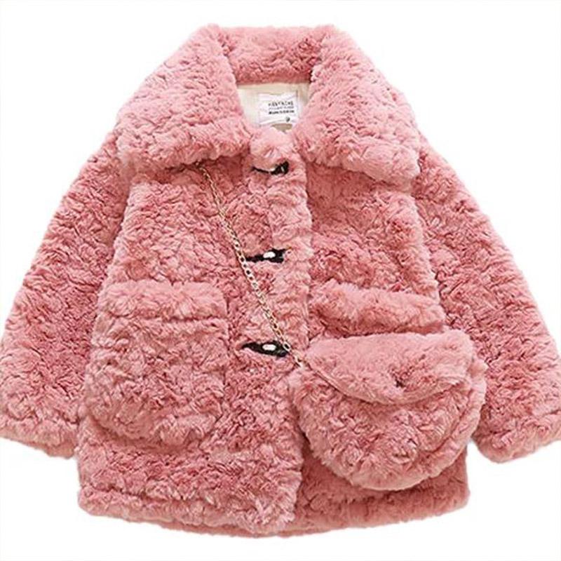 Girls Lamb Wool Coat Autumn and Winter Clothes Korean Version of Fur One Fashionable Foreign Children's Clothes Plus Cashmere Tide