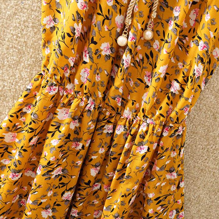 Pofulove Women Chiffon Floral Camisole Dress Elasticated Slim Bohemian A-line Beach Short Skirt