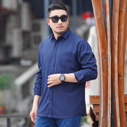 Plus Size Trendy Handsome Men's Shirts Plus Fat Increase Men's Bottoming Shirts Men's Fat Long Sleeve Shirts
