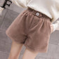 Women Casual Shorts Body Workout Autumn Winter Warm Hairy Shorts Female Loose Wide Leg Short Pants