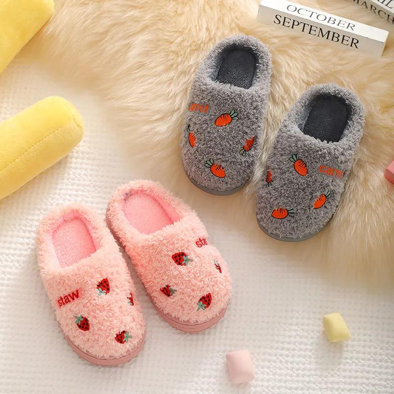 Winter Slippers Kids Toddler Girl Baby Boys Fur Slides Cotton Indoor Shoes Warm Fluffy House Children Slipper