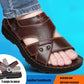 Men Leather Sandals Summer Classic Peep Toe Slippers Soft Sandals Men Roman Comfortable Outdoor Walking Footwear