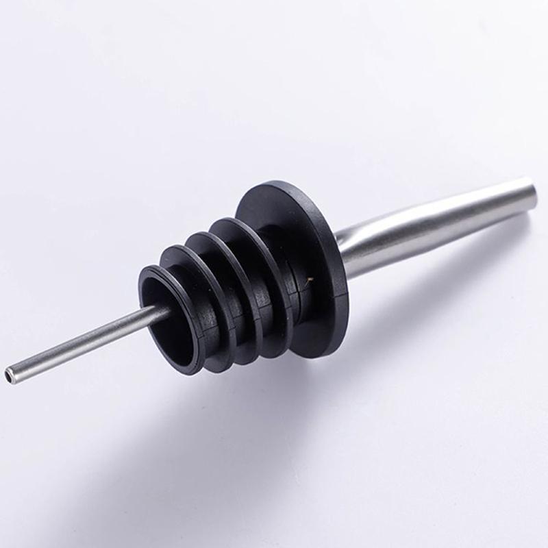 Liquor Pourer Stainless Steel Free Flow Wine Bottle Pour Spout Rubber Stopper Liquid Dispenser Top Beer Bottle Cap Stopper Tap Faucet Bartender Bar To