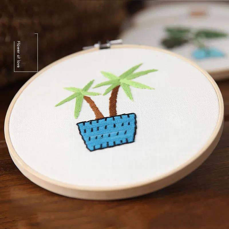 Plant Printing Embroidery DIY Su Embroidery Handmade Cross Stitch Fabric Material Package European Style Home Adult Beginner