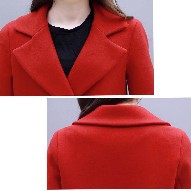 Autumn Jacket Casual Women Overcoat Long Woolen Coat Double Breasted Slim Female Winter Wool Coats