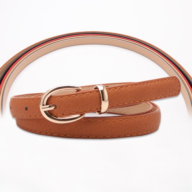 Women's Thin Belts Wild Belt Women  Pigskin Decorative Belts Black Student Belt